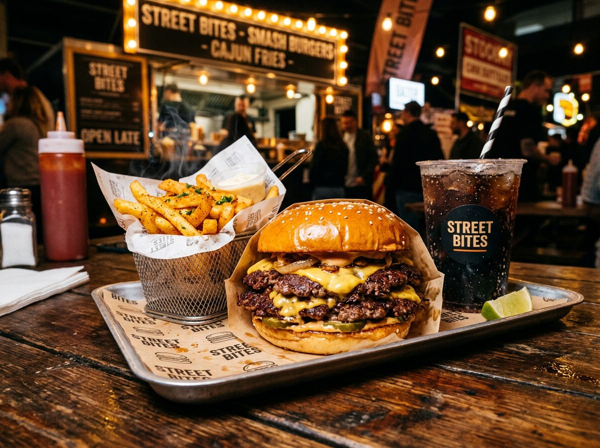 Stacked & Sizzlin Free Signature Burger Combo with Fries and Drink
